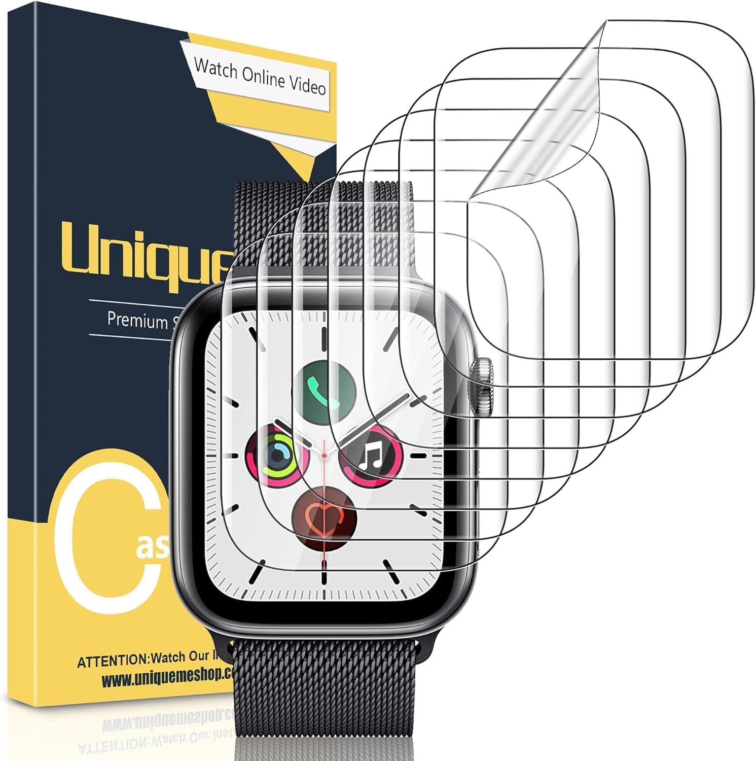 [ 8 Pack] UniqueMe Screen Protector Compatible for Apple Watch Series 6