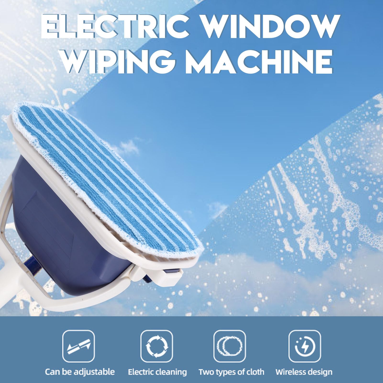 POENVFPO Pulitore elettrico per vetri ergonomico, strumento multifunzionale che consente di risparmiare lavoro per finestre di casa e auto, batteria 2000 mAh