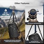 NEEWER LITETRIP Carbon Fiber Travel Tripod with Pan Tilt Low Profile Ball Head, 62" DSLR Camera Phone Holder Stand Compatible with PD V3 Plates iPhone, 2 Center Columns, Max Load 22 lb, LT39