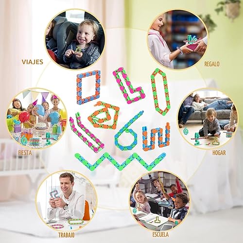 Miniatura 5 de 8 piezas de 24 eslabones Fidgets Wacky Tracks juguetes fidget para niños estudiantes de aula regalos rellenos de calcetín escolar plástico sensorial