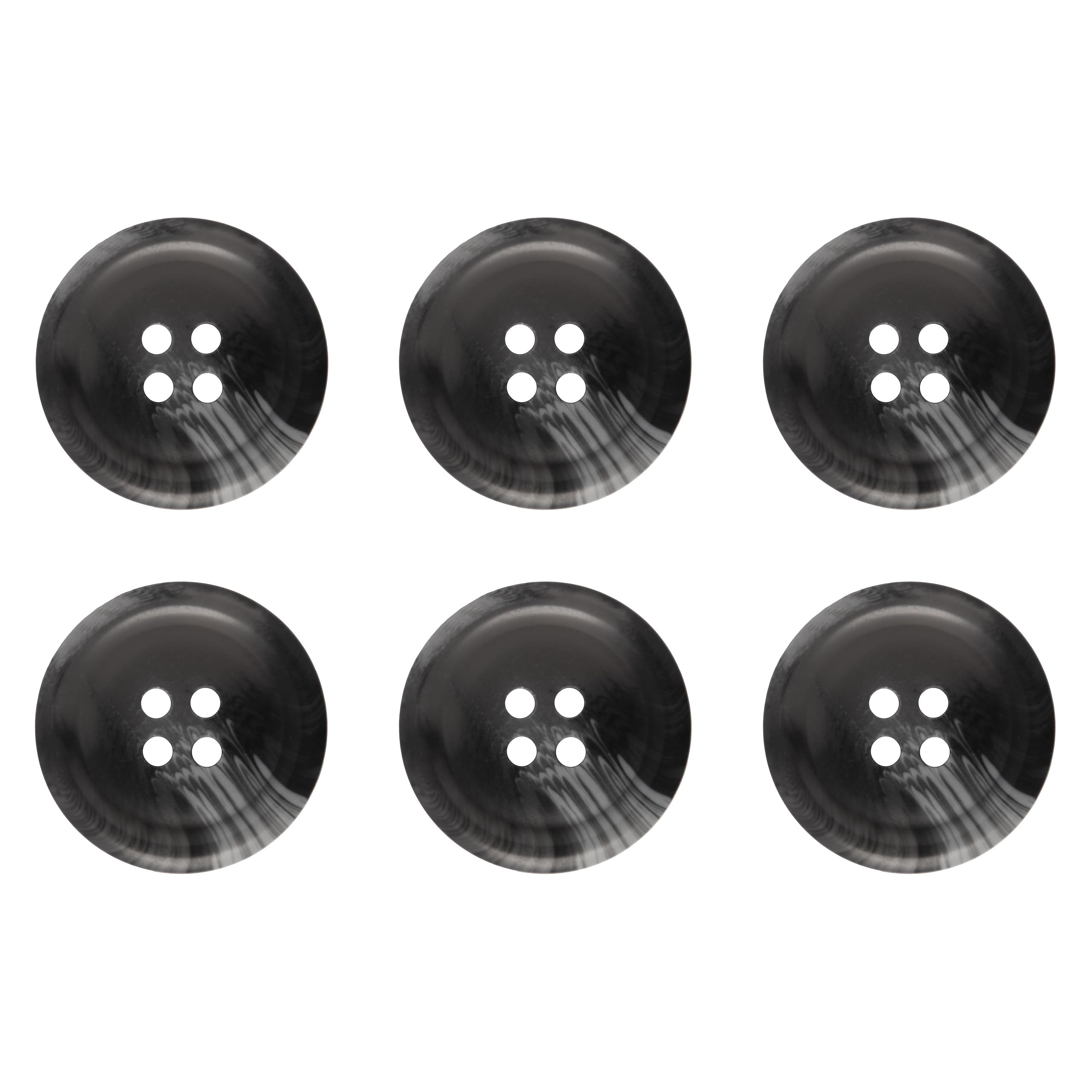 Pack of 6 Dark Grey 23mm Buttons Round Faux Horn Sew On Plastic Button for Coats Jackets Cardigans Flat 4 Holes 36L — image 1