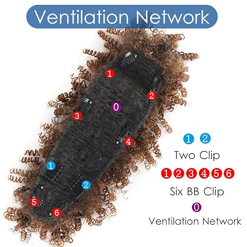 Miniatura 5 de Aisaide Mohawk - Cordón de cola de caballo afro alto, extensión de cola de caballo rizada corta, moño sintético con flequillo, extensiones de