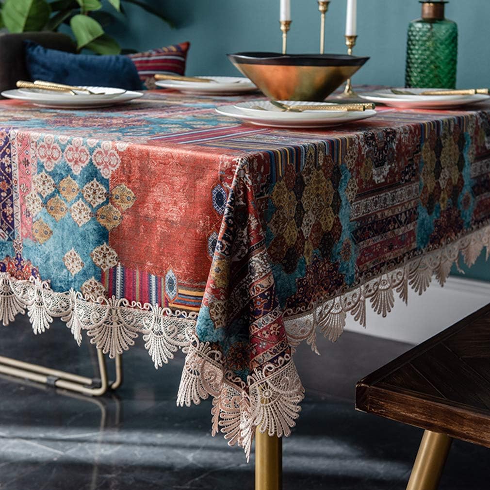 Rectangular Velvet Table Cloth Table Decoration Tablecloths, Stain Resistant Wrinkle Free and Washable Table Cover Protector, Tablecloth for Home Dining Banquet Restaurant