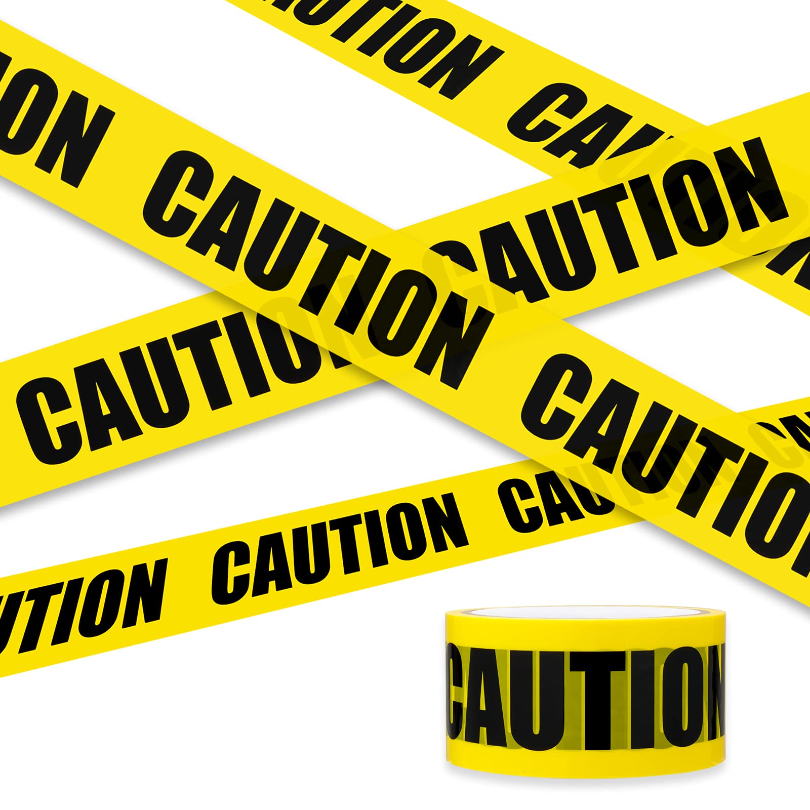 Daucin Self-Adhesive Caution Caution Tape, Yellow Warning Tape Self-Adhesive Barricade Safety Tapes With Bold Black Font Text, Maximum Readability For Halloween Decorations Workplace Danger Areas - 25 M X 4.8 Cm