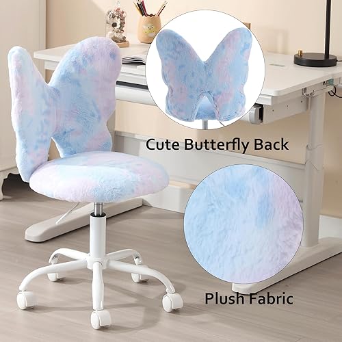 Miniatura 5 de DM Furniture Silla de escritorio con diseño de mariposa para niños, silla de estudio para niñas, estudiantes, silla de computadora, silla de oficina