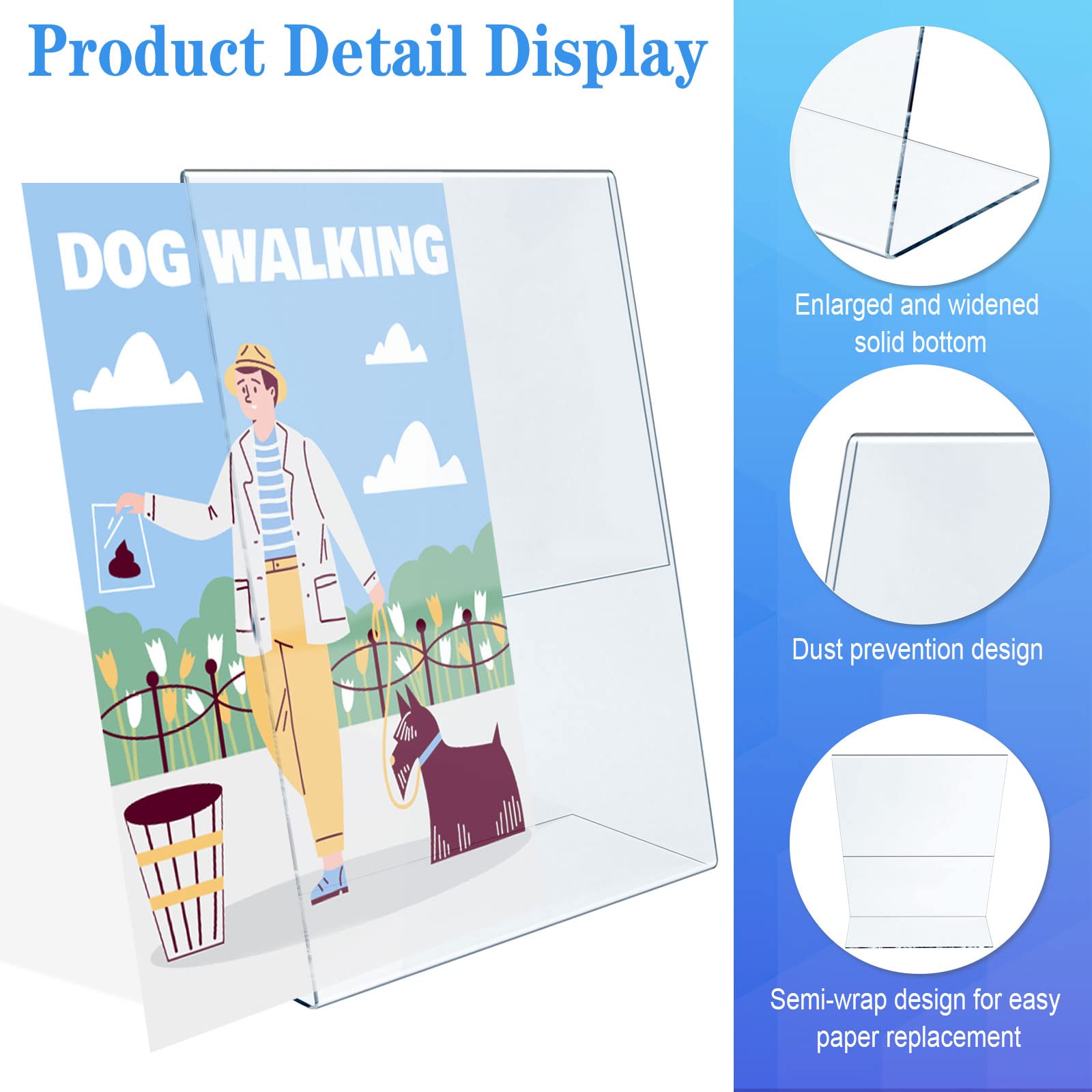 UMILKI 5 Pezzi Espositore Plexiglass A4, Espositore da Tavolo A4 con Base a L, Porta Menu da Tavolo in Acrilico, Porta Avvisi da Tavolo per Menu, Foto, Prezzi, Poster, Trasparente