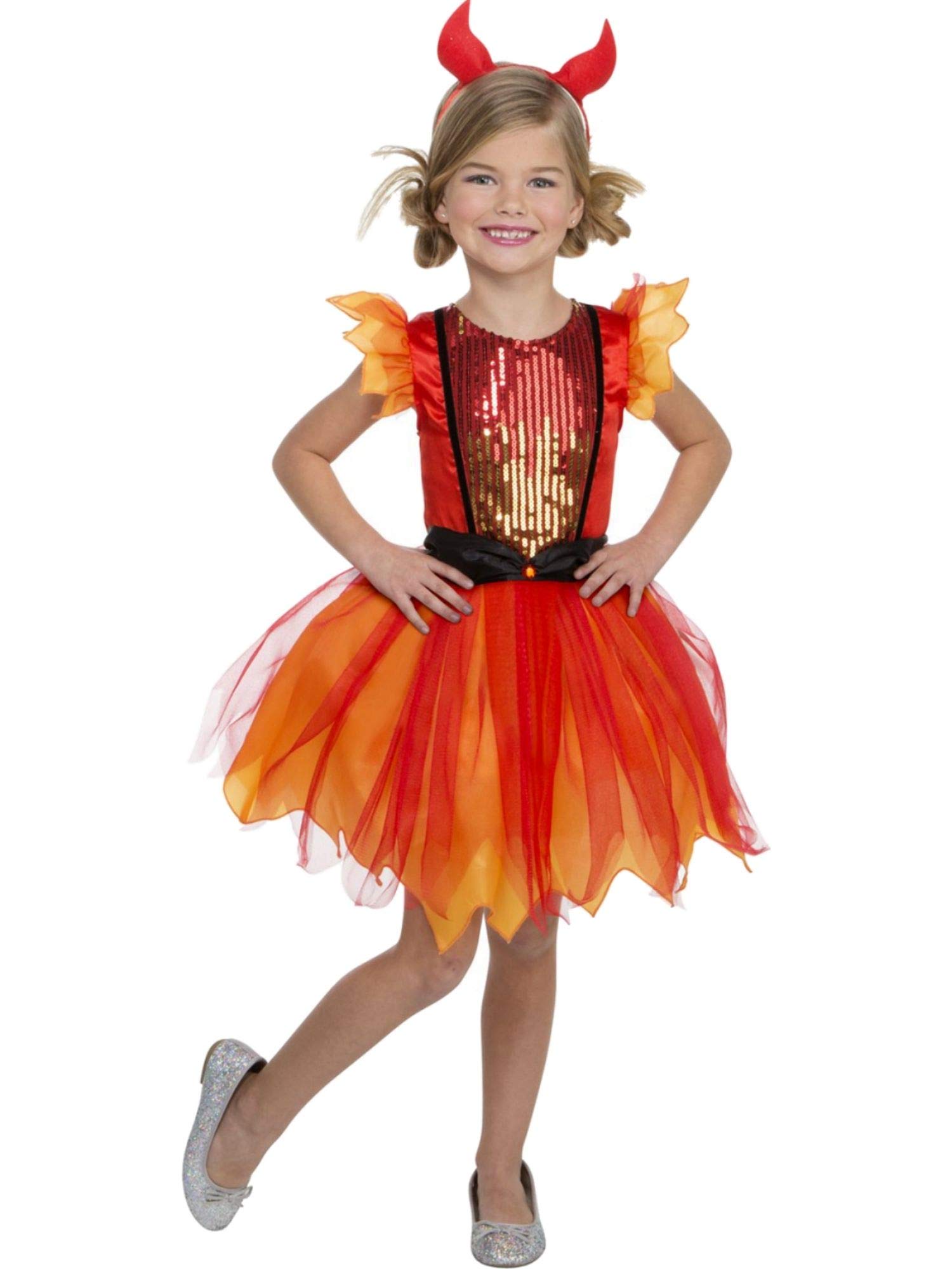 PalamonGirls Red Sequin Devil Darling Halloween Dress Costume S 4/6