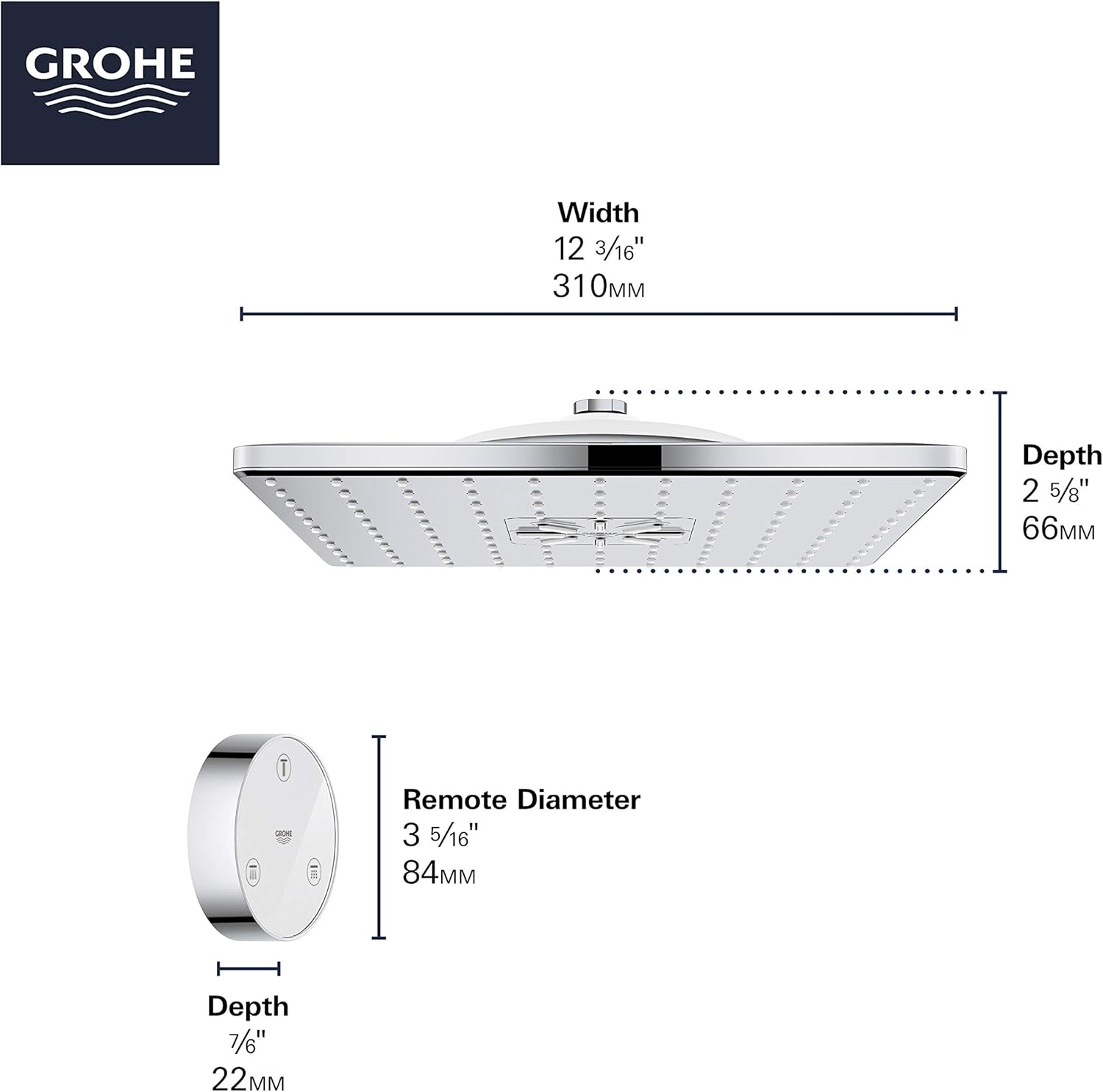 Bеѕt Cуbеr Mоndау 🔥 GROHE 26645000 Rainshower SmartConnect Showerhead with 2 Spray and Remote Control, Base Unit, Starlight Chrome