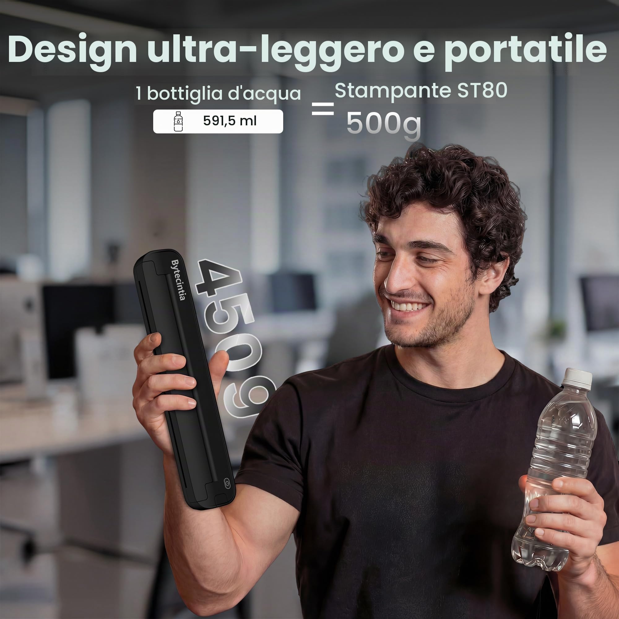 Stampante Portatile A4 Senza Inchiostro, Stampante Termica Bluetooth da Viaggio, Compatibile con iPhone Android e PC, per Smart Working, Auto, Stencil Tatuaggi, Nero