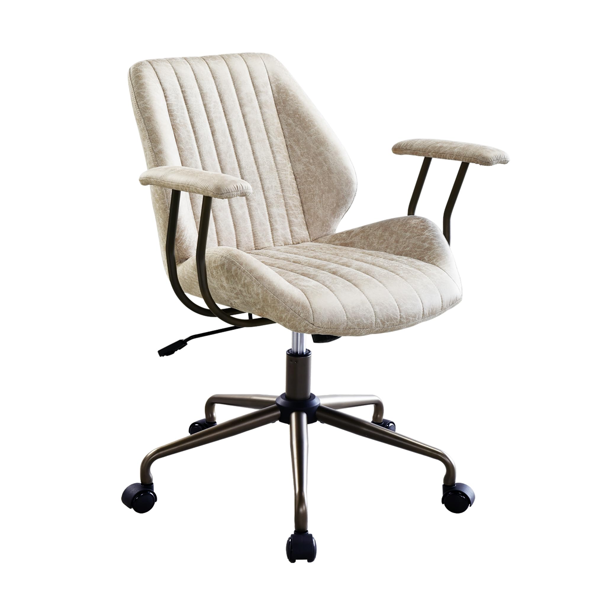 ovios Home Office Desk Chair Computer Chair with Mid Back Support Armrests Rolling Swivel Wheels Height Adjustable Task Chair for Executive, Office, Living Room (Beige)
