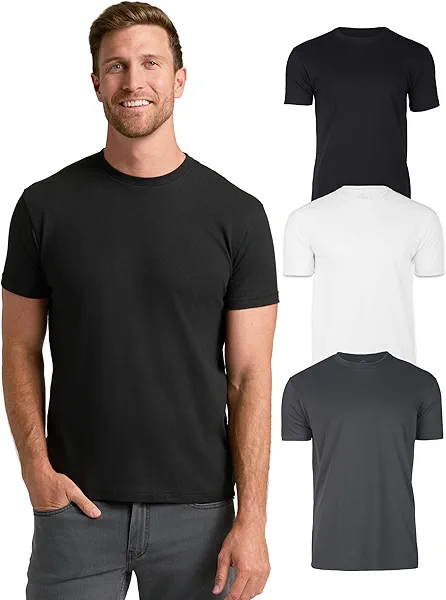 True Classic Mens T-Shirts – Short Sleeve Crew Neck T Shirts for Man, Cotton Blend Plain Novelty Men's T-Shirts, Pack of 3, Variety, M