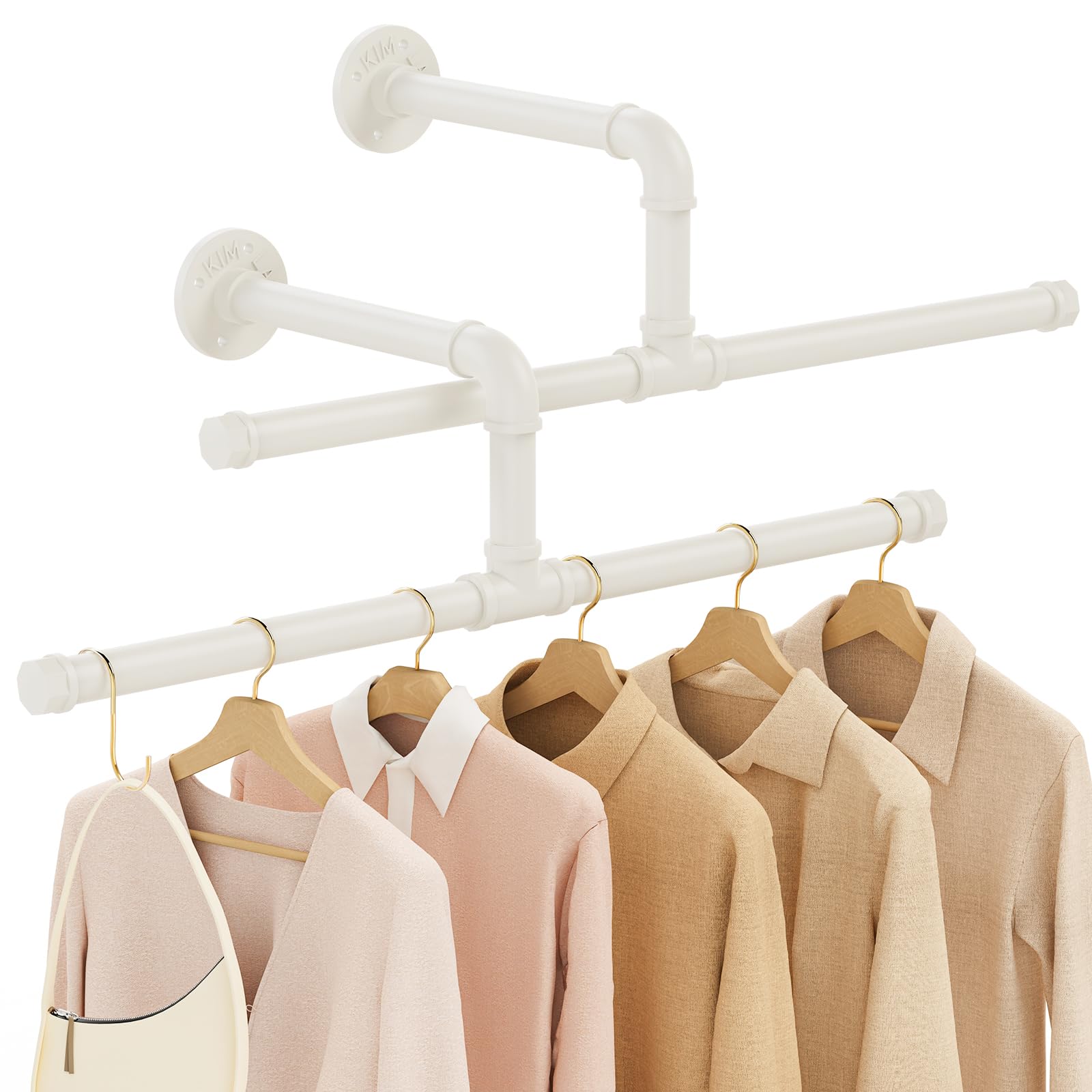 Yawinhe Industrierohr Kleiderstangen, 51cm Kleiderständer für die Wand,