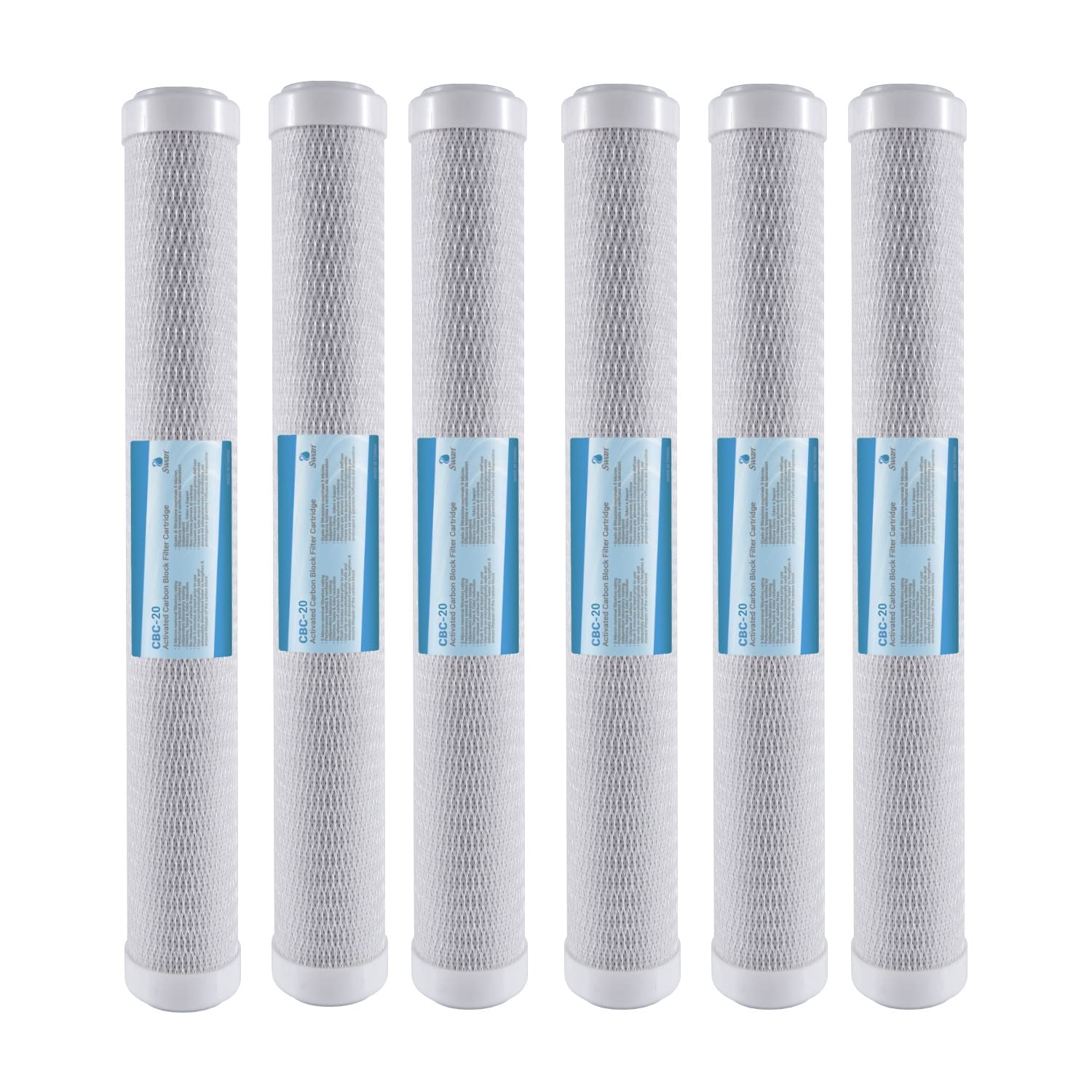 6 x Bellerofonte Carbon Block CTO 20" 10 Micron Filtro de agua para sistemas de ósmosis inversa para taza portafiltro