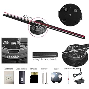 3DHologramFan, 42CM 3DHologramfan Projector HD LED Holographic Christmas Tree Advertising Display with Remote and Bluetooth and WiFi,1500 Video Library and for Business,Bar,Halloween Missyou 16.5 Inch