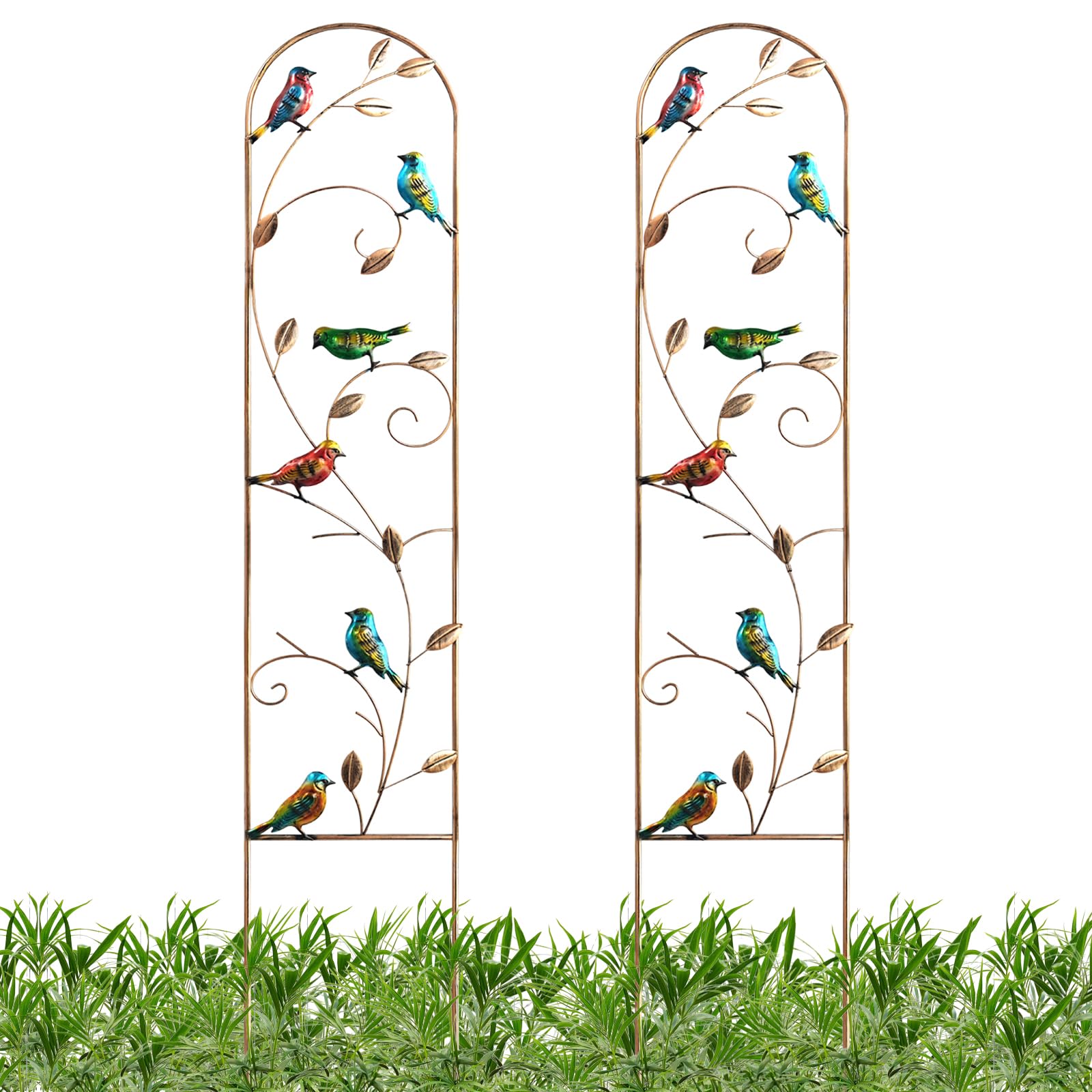MEIYIFAN 2 confezioni da 60 pollici di traliccio da giardino in metallo,obelisco da giardino alto per piante rampicanti recinzione ad arco traliccio per patio esterno prato cortile giardino (Uccello)