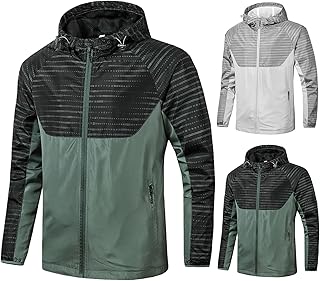 Duohropke Men's Rain Jacket Waterproof with Hood Winter Plus Size Raincoat Wind Jacket Outdoor Jacket Rain Coat Lightweight Softshell Jacket Outdoor Jacket with Removable Hood Wind Jacket