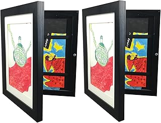 bailnyosa 10x12.5in Kids Artwork Picture Frame in Black- Displays 8.5x11 With Mat and 10x12.5 Without Mat - Plastic frame with plexiglass panels- Horizontal and Vertical Formats