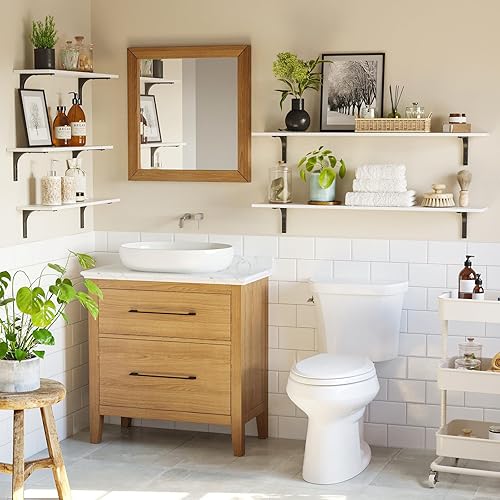 Miniatura 2 de DINZI LVJ Estantes largos de pared, juego de 2 estantes de pared de 47.3 pulgadas, repisas de almacenamiento de pared extra grandes con soportes de