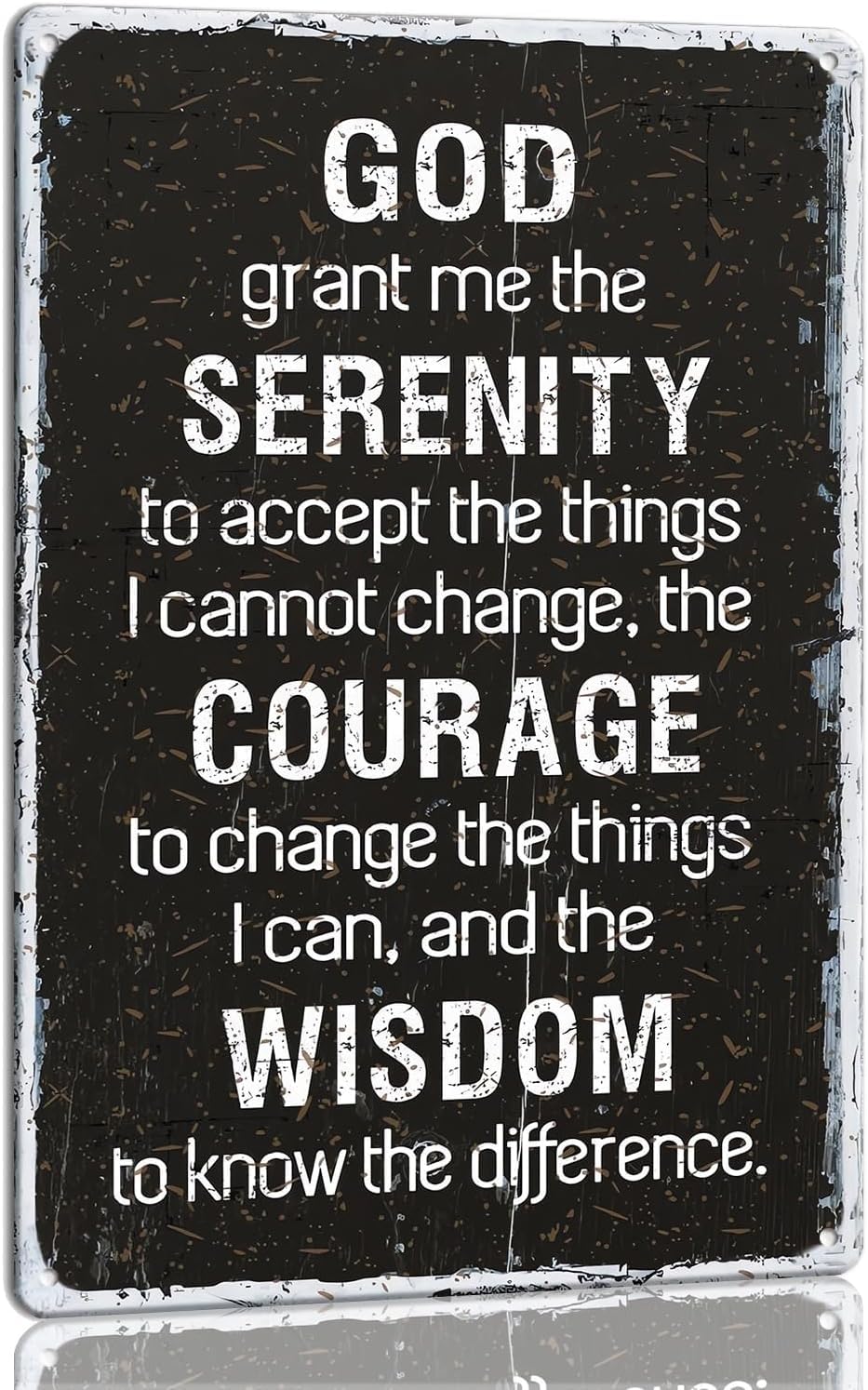 Serenity Prayer Wall Art Bible Verse Metal Sign Inspiraional Quotes Christian for Office Black and White Religious Gifts Men Women 8"x12"