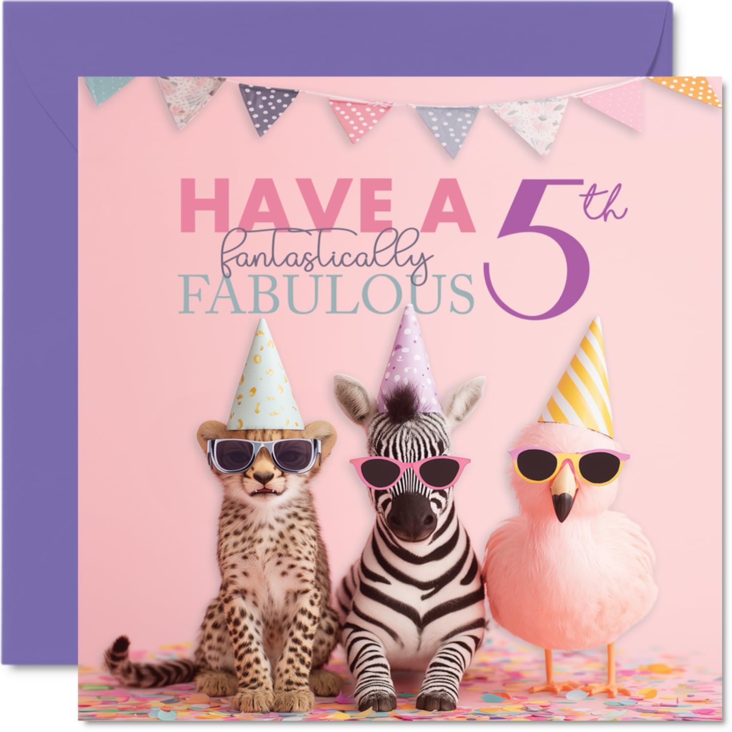 5th Birthday Cards for Girls - Fantastically Fabulous - Happy Birthday Card for 5 Year Old Girl Niece Great Niece Daughter Cousin, 145mm Bday Greeting Cards