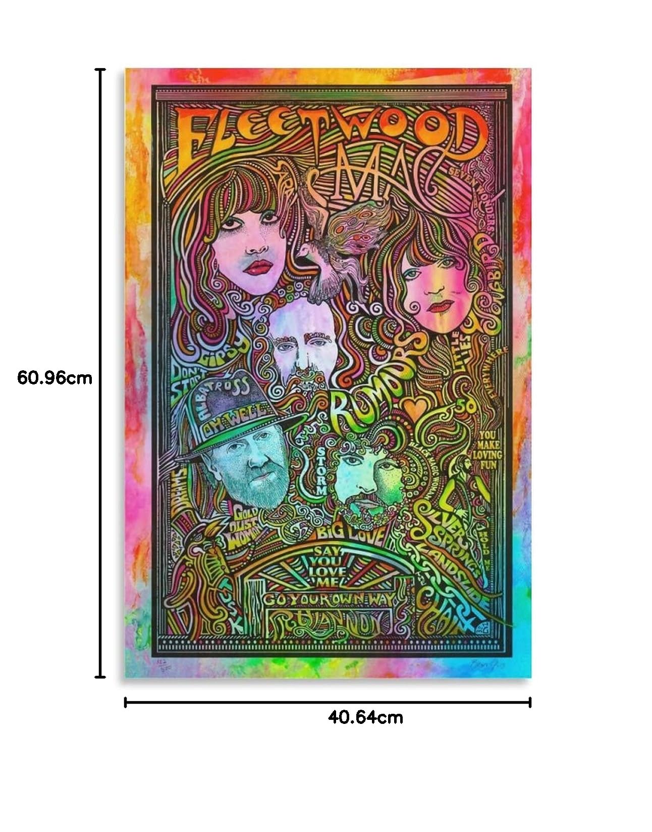 Poster Décoratif Fleetwood Mac Rumeurs - Affiche Toile 40x60cm | Style Vintage | Pour Salon, Chambre, Salle à Manger | Sans Cadre