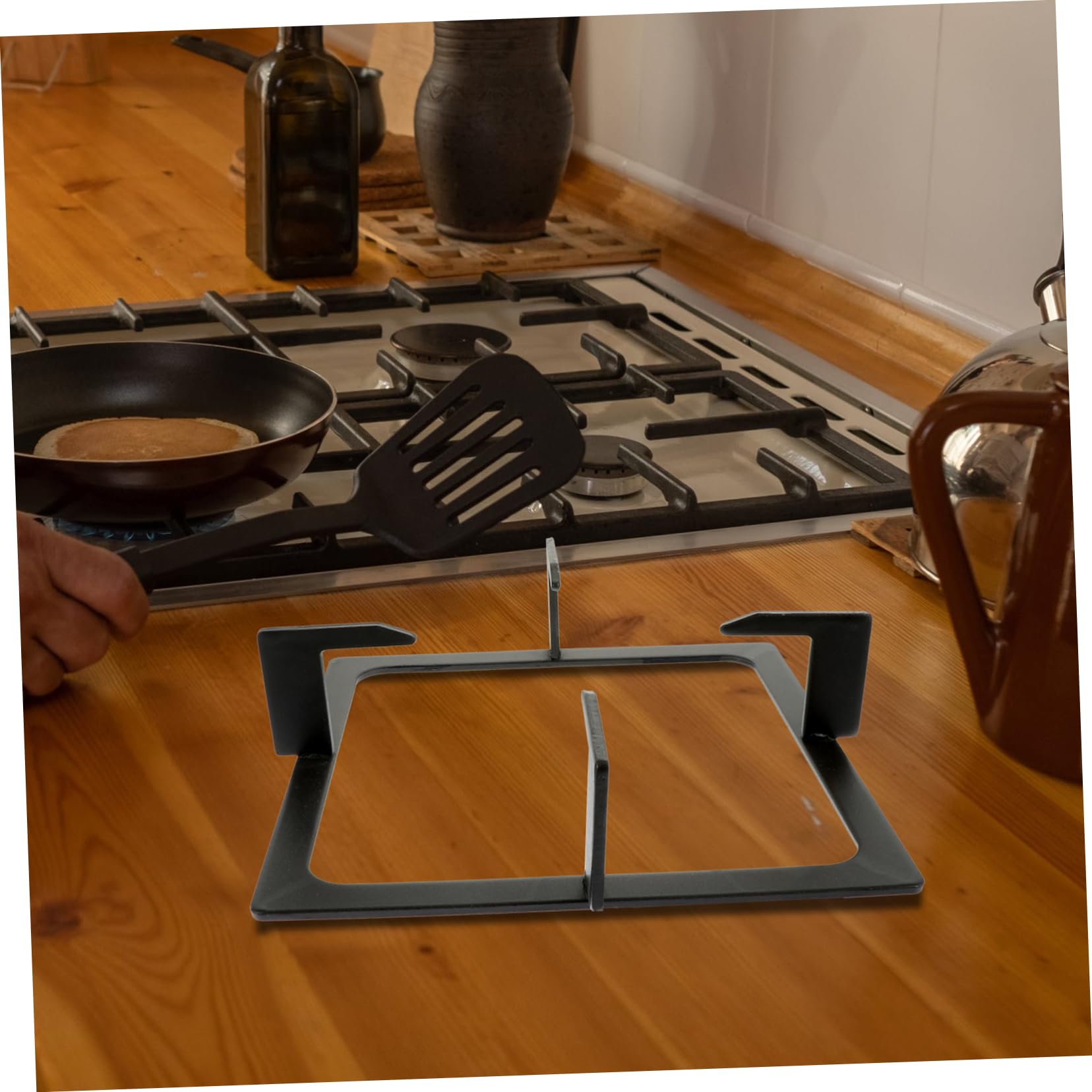 TOPBATHY Supporto per Pentole Stufa Gas Nero in Ghisa Resistente e Facile da Pulire Accessorio Cucina Design Ergonomico per Piano Cottura in Casa