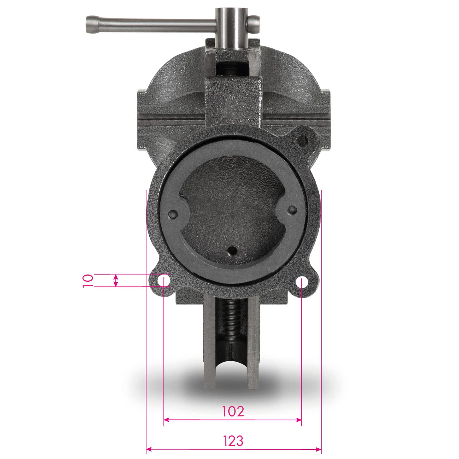 EBERTH Schraubstock aus Gusseisen mit Amboss, 150mm Backenbreite, 152mm Gesamthöhe, 360° drehbar, 123mm Ø Teller, 100mm maximale Spannweite, Schraubstock groß, für diverse Arbeiten