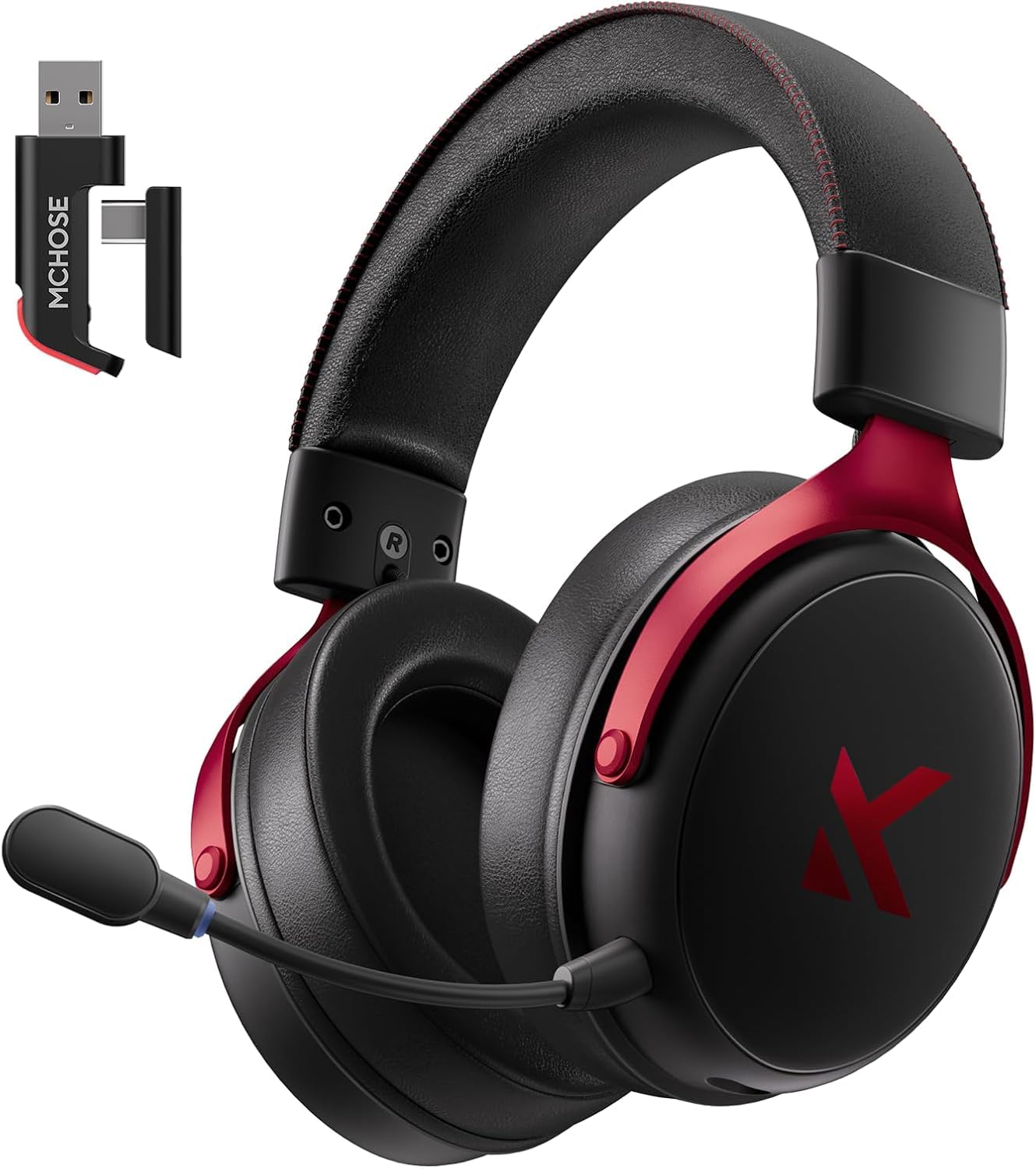 MCHOSE V9 Pro Nero Rosso 7.1 Surround Wireless Gaming Headset (HW-V9-4)