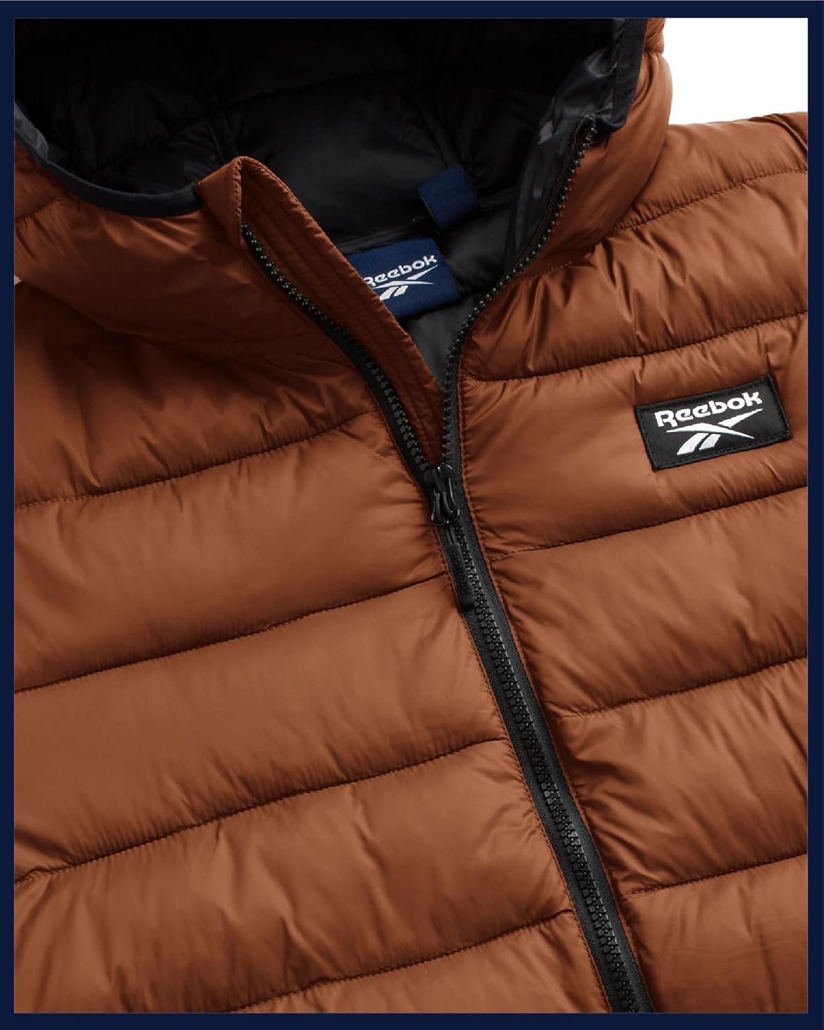 Reebok Mens Puffer Jacket – Lightweight Quilted Warm Glacier Shield Hooded Mens Winter Coats – Cozy Insulated Jackets for Men