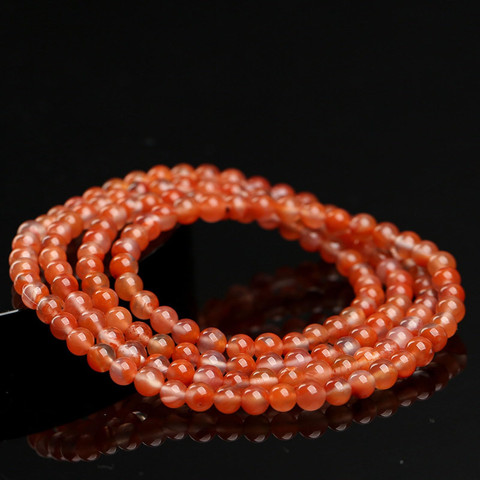Bracciale con Perline Bracciale in Agata Rossa del Sud Bracciale Elasticizzato in Cristallo curativo Naturale calmante per Donne e Uomini - Pietra preziosa semipreziosa Fatta Mano,4MM