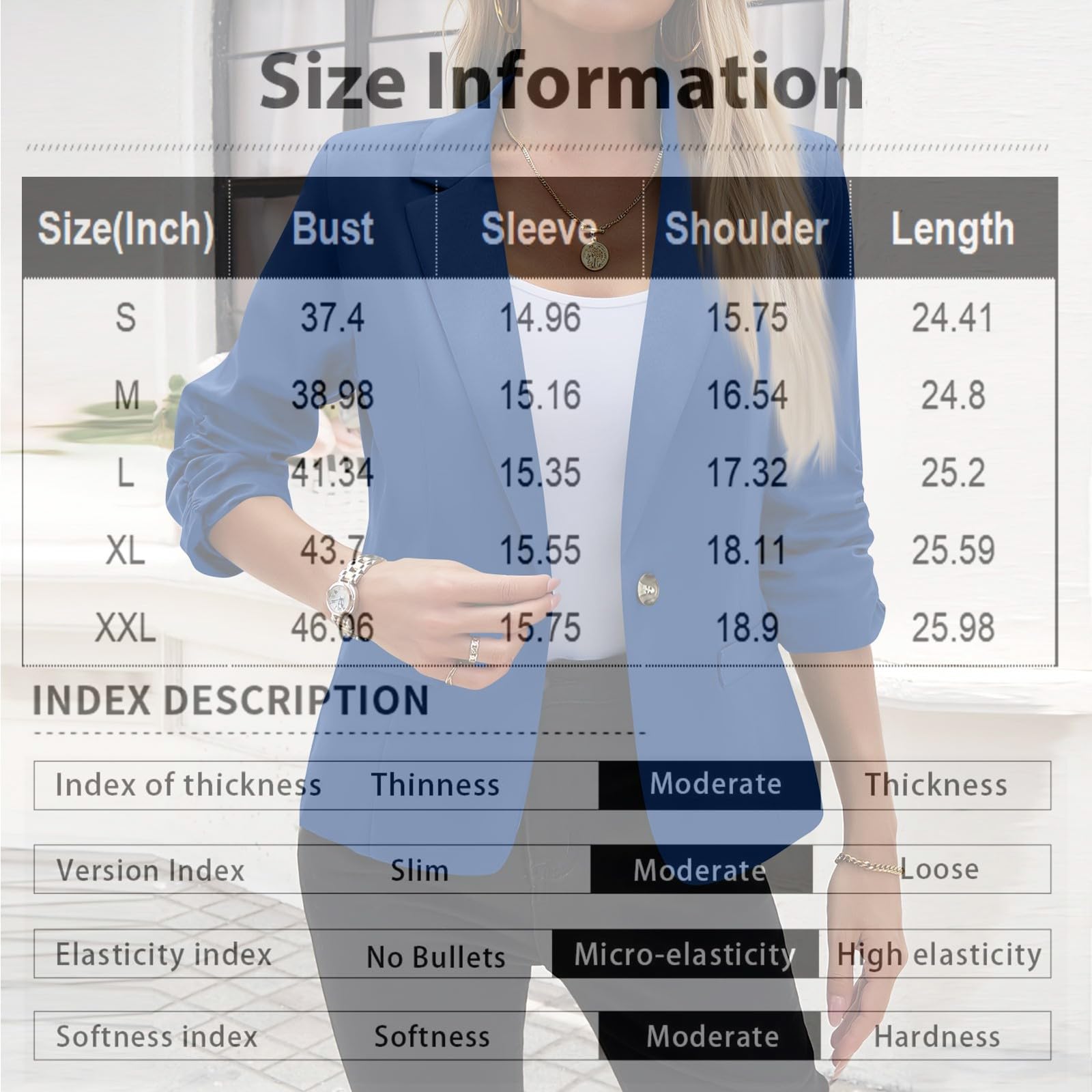 Veste Blazer Femme Chic et Elegant Manteau Scolaire Manche Longues | Classique Automne Col Revers Famme Elastique Uni Boutonnee Cintrée