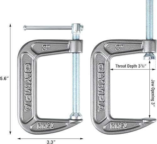 Miniatura 3 de Olympia Tools - Abrazadera en C, 38-130, (3 x 2 pulgadas)