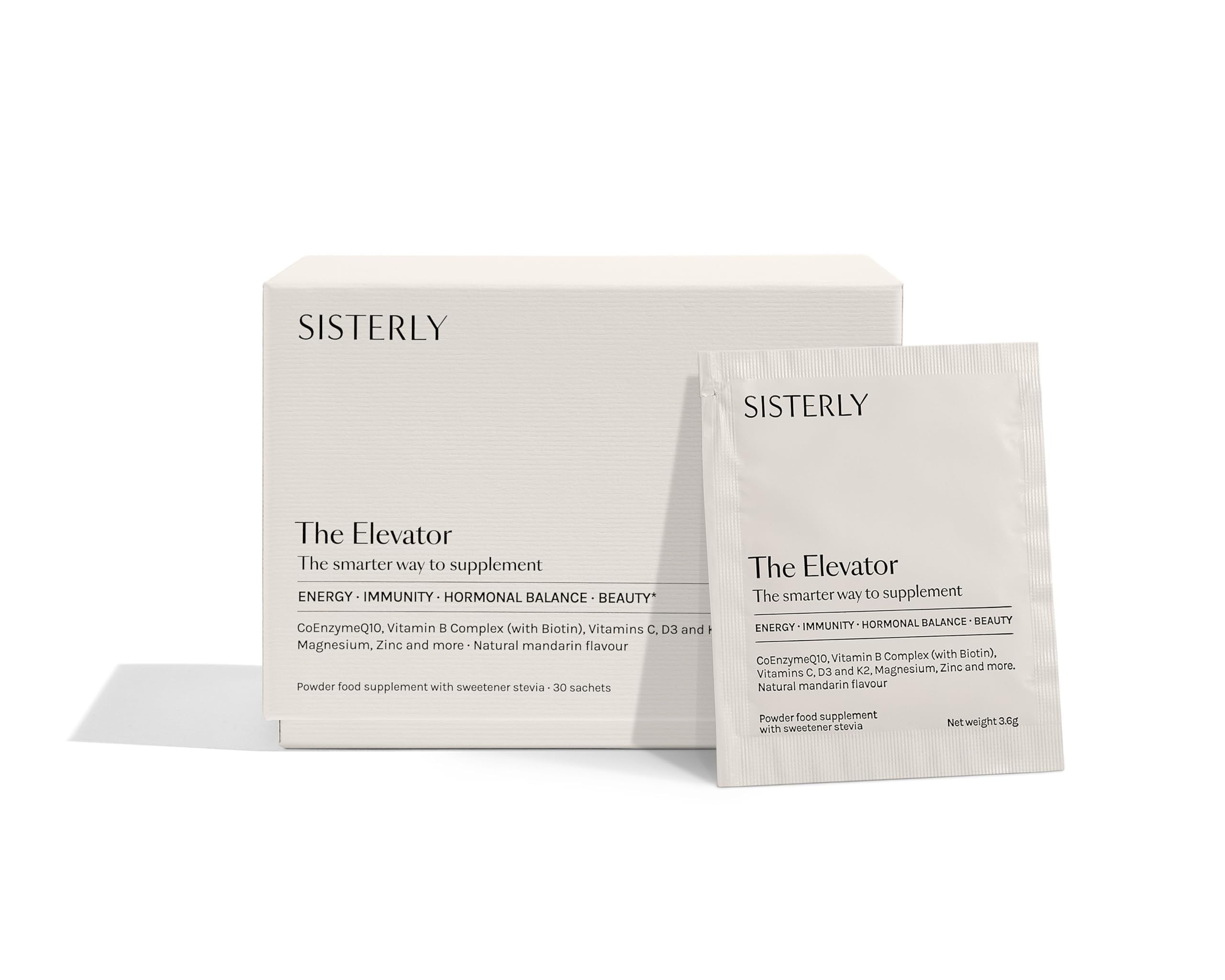 SISTERLY The Elevator Multivitamin Powder for Women – Daily Nutrition with CoQ10 and 22 Vitamins & Minerals for Energy, Immune, Hormone, Skin & Sleep Support – 30 Sachets