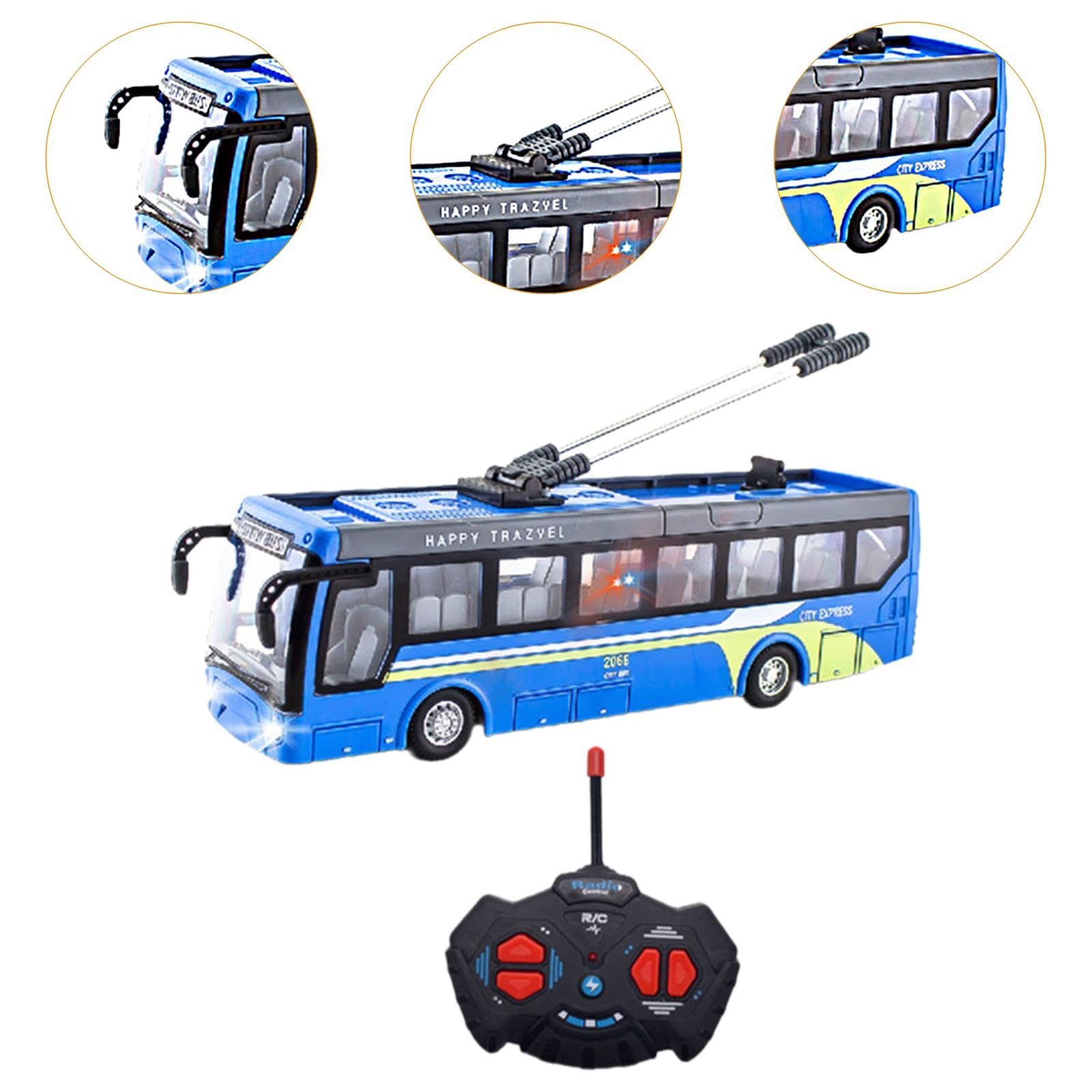 Ferngesteuerter Spielbus 1:32 27 MHz, Türen Zum Öffnen, Modell für Kinder, Jungen, Ferngesteuerter Schulbus, Blau Kurz