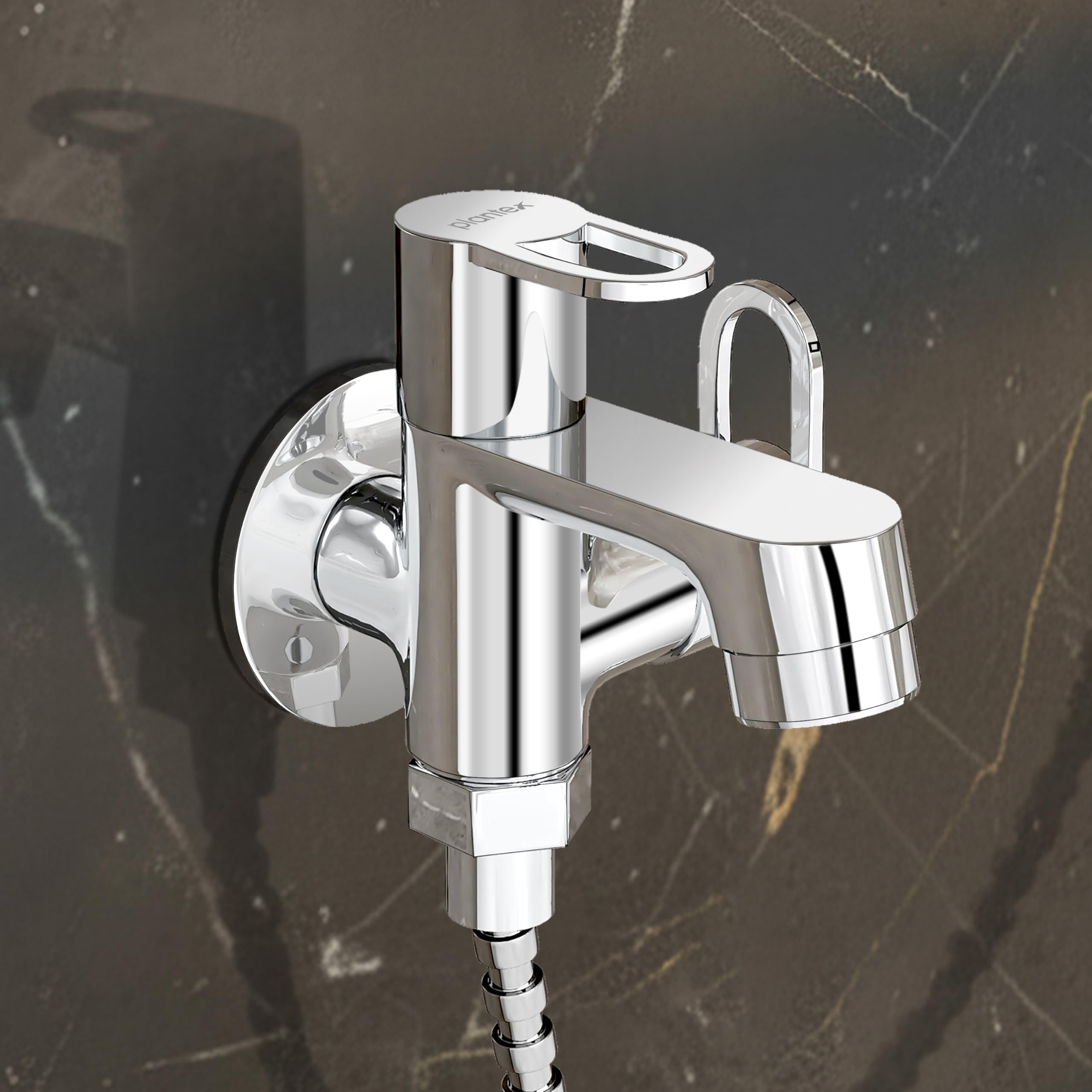 Plantex Pure Brass 2 in 1 Tap for Washing Machine/2-Way Bib Cock for Bathroom with Brass Wall Flange & Teflon Tape - (Flip, Chrome)-image-32