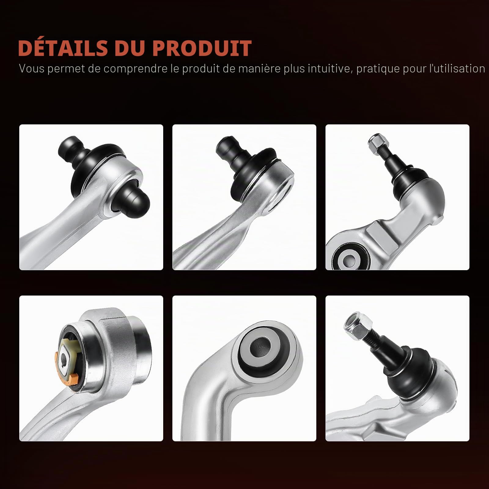 Frankberg Kit de Bras de Suspension Avant Compatible avec A4 8E2 8EC B6 B7 2000-2008 A4 Avant 8ED 8E5 B6 B7 2001-2008 A4 Cabriolet 8H7 B6 8HE B7 2002-2009 Remplacer# 8E0498998
