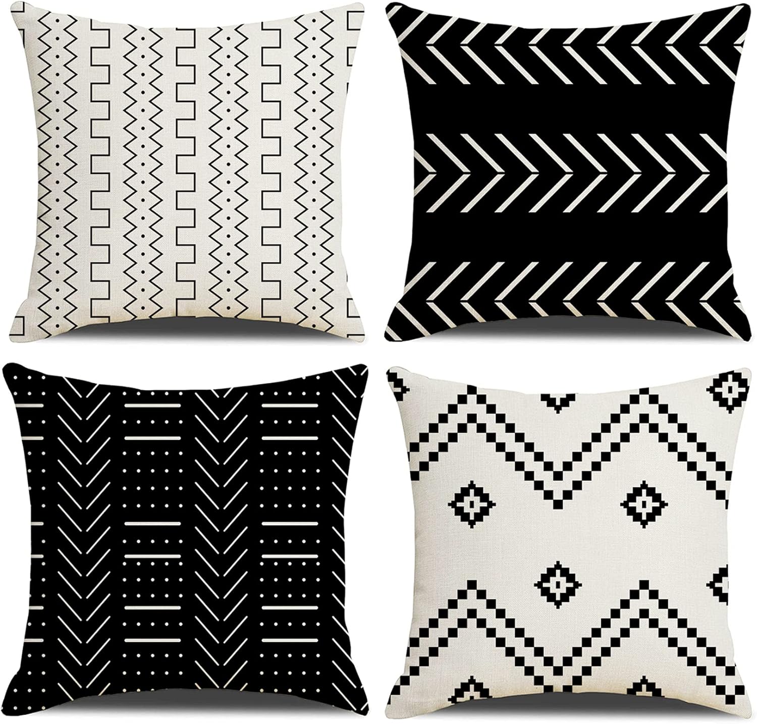 Pillow Covers 24x24 inch Pack of 4 Throw Pillow Covers Linen Cotton