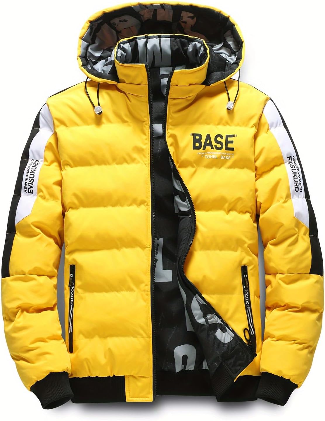 Chaqueta de plumón con Cremallera de Invierno cálida para Hombre para Exteriores con Capucha Deportiva Parka cálida y cómoda Acolchada Gruesa Ropa Reversible