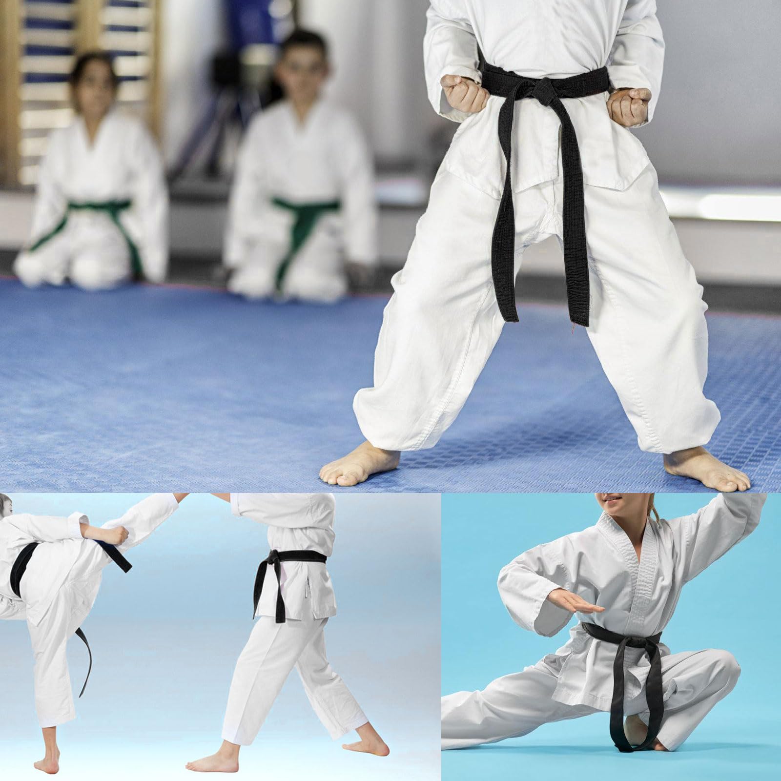 Ceinture d'arts martiaux pour enfants - 180 cm de long - Ceinture de judo longue et souple - Ceinture blanche - Ceinture de taekwondo, karaté, ceinture noire