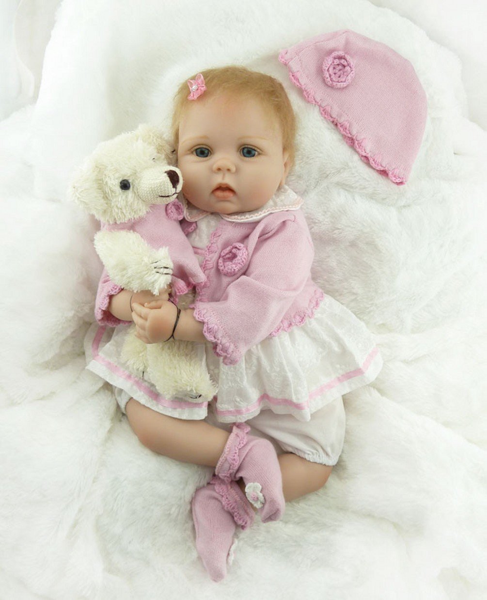 ZIYIUI Realistico 22 Pollici 55cm Bambola Reborn Silicone Vinyl Handmade Bebe Reborn Ragazza Carina Baby Neonato Giocattoli Regalo Reborn Baby Dolls
