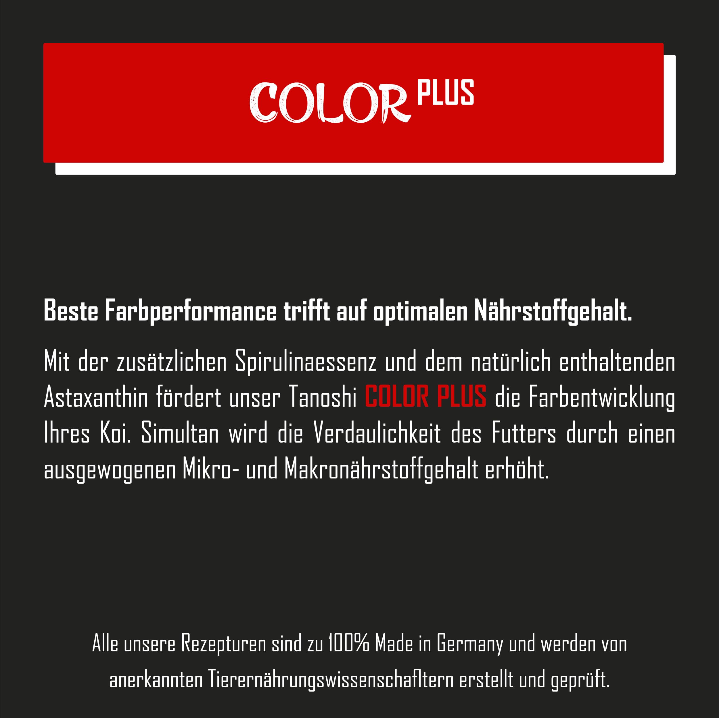 Tanoshi Koifutter - Color Plus - 6mm 13,5 kg | Schwimmendes Hauptfutter für Intensive Farbentwicklung Dank Spirulina mit natürlichem Astaxanthin | ab 10°C