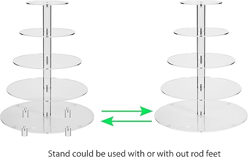 Miniatura 8 de Torre de 5 niveles para exhibir postres en fiestas de bodas. Material acrílico transparente, Transparente