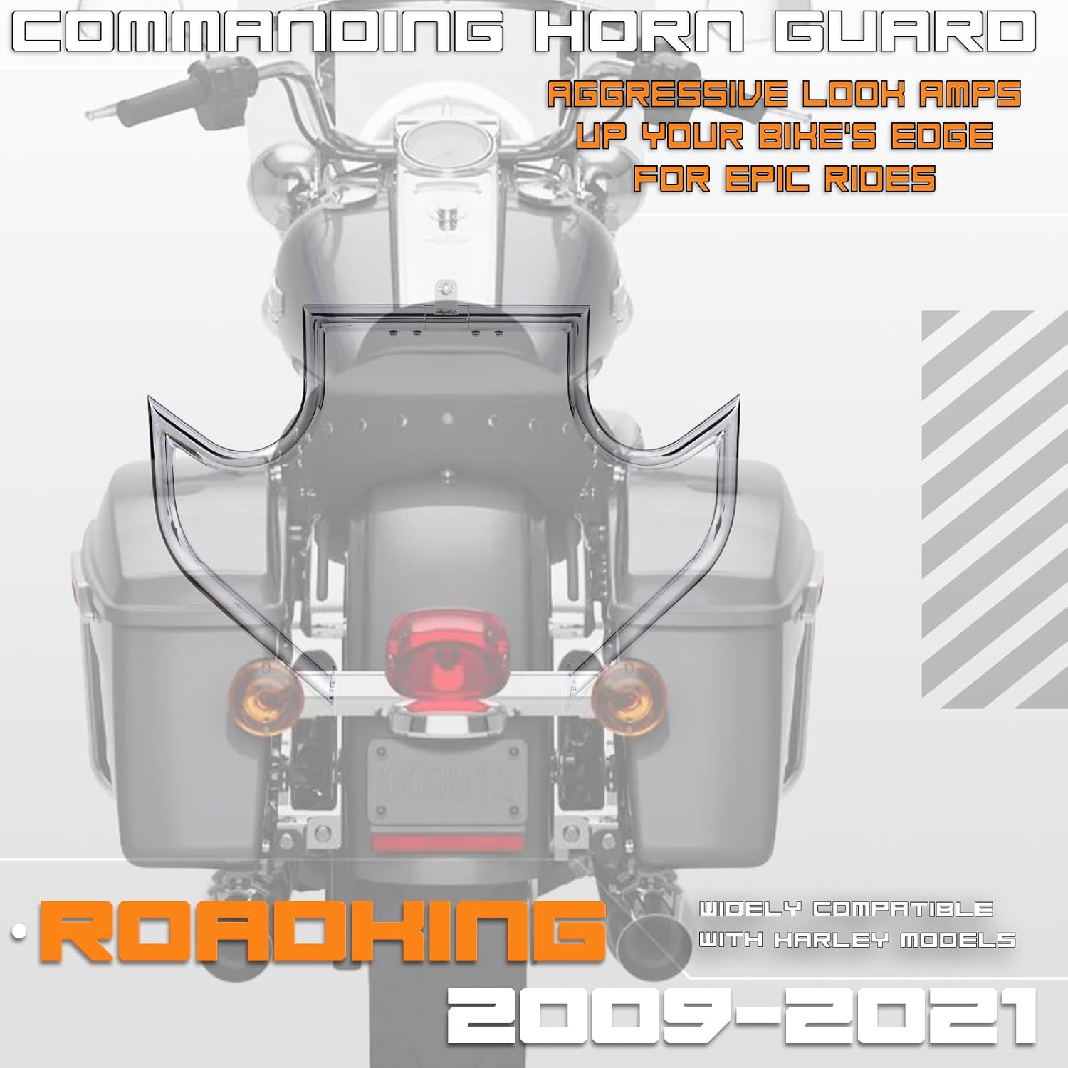 Mustache Style Engine Guard Crash Bar Highway Bar for Touring Road Glide Road King Street Glide Electra Glide CVO and Trike Models (Chrome)