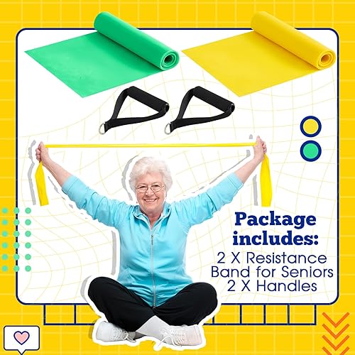 Miniatura 3 de 2 bandas de resistencia con asas para silla de ejercicio de terapia física para personas mayores, regalos para ciudadanos, terapia para mujeres