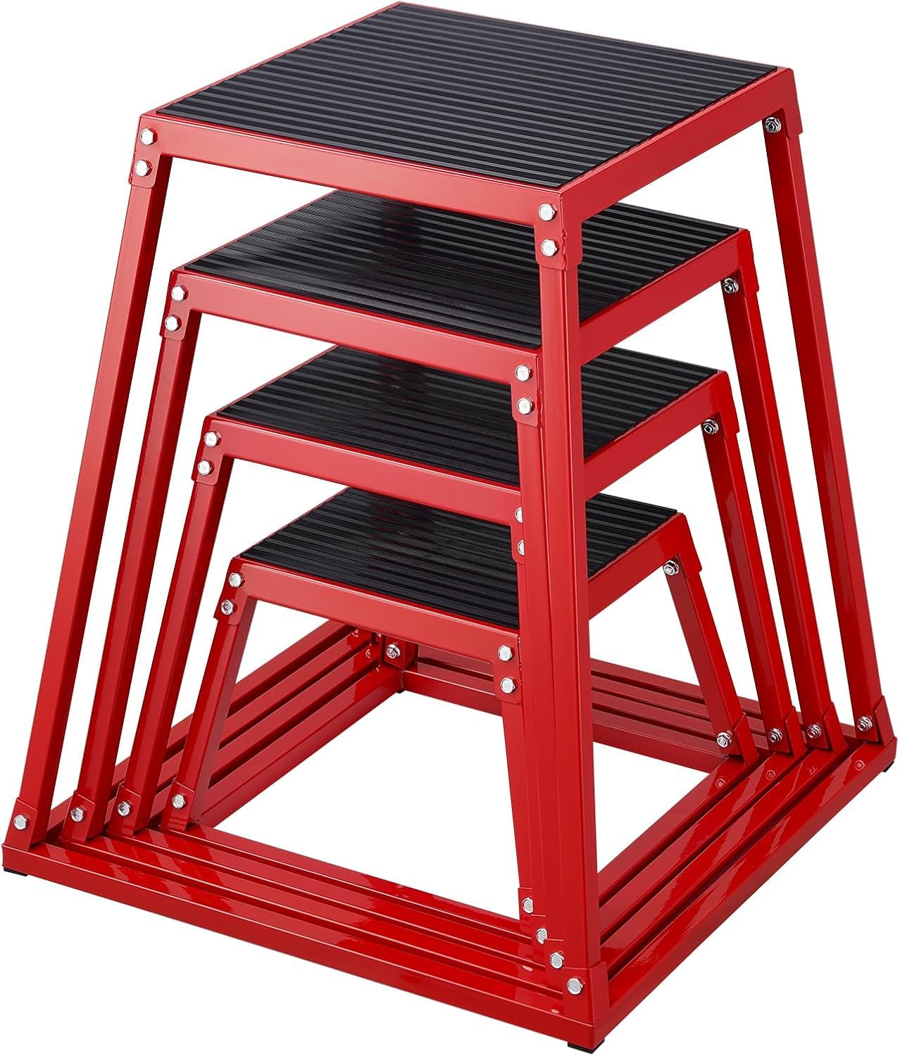 Aptliton Plyometric Jump Boxes, Platform and Jumping Agility Box, Anti-Slip Fitness Exercise Step Up Box Set for Home Gym Training, Conditioning Strength Training, 12/18/24/30 Inch Plyo Box, Red