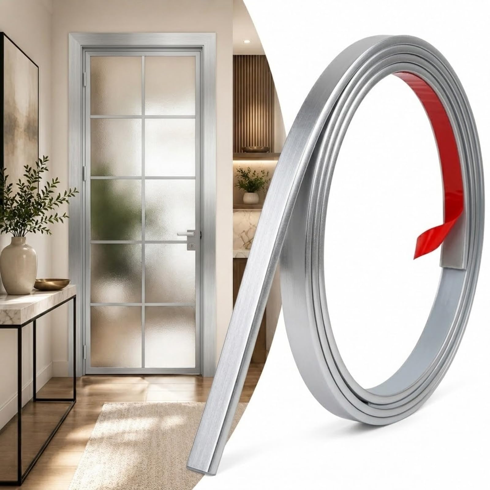 Wall Trim Peel And Stick Molding Frame PVC Molding Trim Silver,W 2cm* L 2m