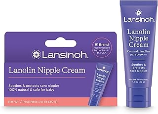 Lansinoh Lanolin Nipple Cream Safe for Breastfeeding Baby, 100% Natural ...