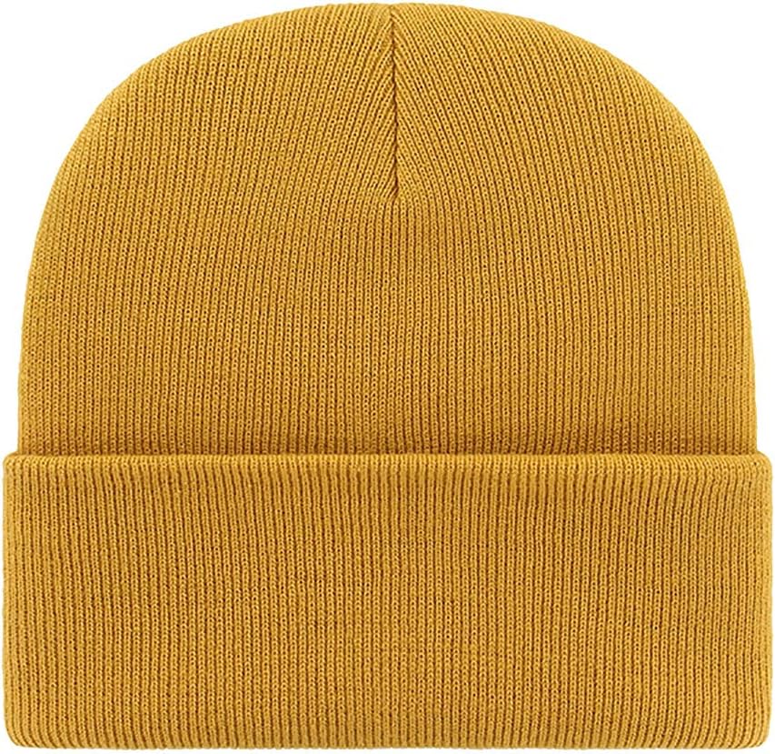 47 New York Yankees Beanie Mens Womens Cuffed Knit Winter Hat, Stretch Fit, Wheat Yellow/Brown Logo, One Size - Image 2