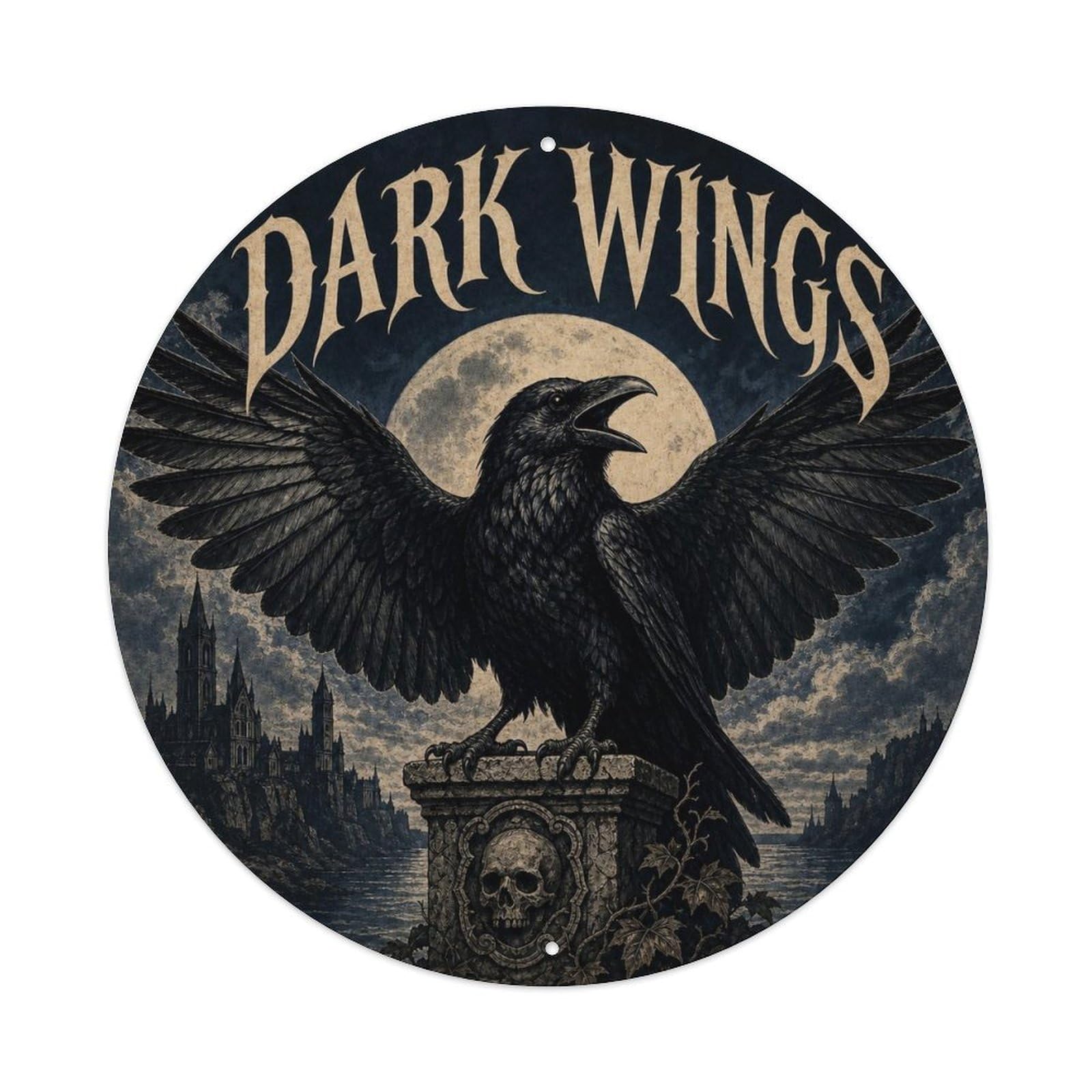 Okngb Style Raven Animal Humor Comic Bird Pop Quirky Vintage Metal Tin Sign Plaque Wall Decor For Cafe, Man Cave, Club Bar, Office, Home Garden Round Metal Poster 8X8inch