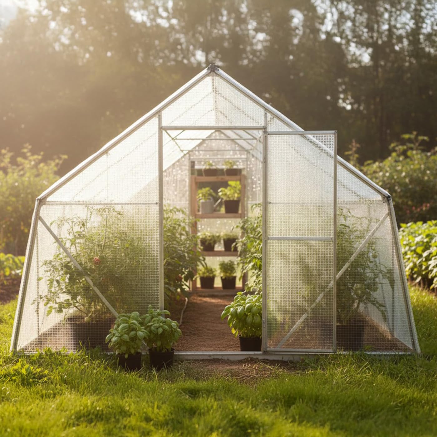 ANRO Gitterfolie 510 g/m² 3x2,5m – Abdeckplane wasserdicht & UV-beständig | Gewächshausfolie transparent, reißfest 1000D | Hochbeet, Gartenmöbel, Brennholz